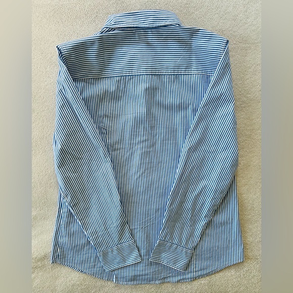 J.Crew Women’s M Blue White Stripe Long Sleeve Button Down Shirt Great Condition - Picture 3 of 8